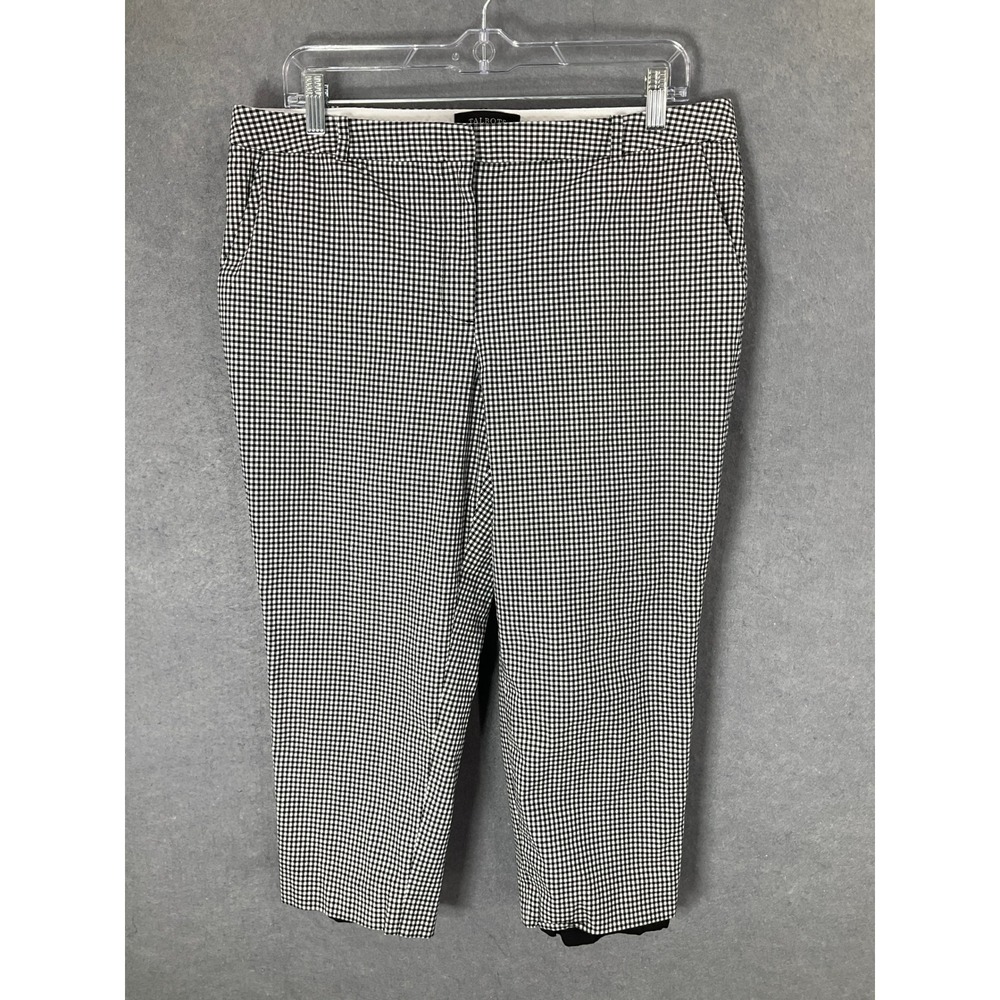 Talbots Gingham Ankle Pants Stretch Career Casual Black White Size‎ 12P